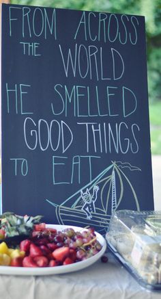 a sign that says from across the world he smelled good things to eat