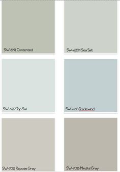 several different shades of gray paint with white trim and the same color as each one