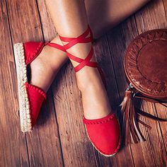 So Cute! Brand New. Never Worn. Lace Up Espadrilles Flats, Red Espadrilles, Cutout Heels, Bags Online Shopping, Sophisticated Fashion, Lace Up Espadrilles, Summer Styling, Womens Sandals Summer, How To Make Shoes