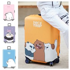 18-29 Inch Luggage Protective Cover Suitcase Protective Covers Unisex   Pattern: Cartoon bear Quantity: 1PC Cartoon Bear Luggage Protective Cover High Elasticity Painting Pattern Trolley Suitcase Dust Sleeves Size:S :Fits 18-21Inch Luggage Suitcase; M: Fits 22-25 Inch Luggage Suitcase; L: Fits 26-29inch Luggage suitcase; Color: multicolor Material: dacron Apply to: luggage protective covers Brand New and High Quality! Package Includes: 1×Luggage Protective Cover Note: 1. There is a 2-3% difference according to manual measurement. Please check the size carefully before you buy the item. 2. Please note that a slight color difference should be acceptable due to the light and screen. * Please make payment asap, then we can arrange shipment for you asap. - Thanks for your bid * We will arrange Cartoon Style Large Capacity Bag For Travel, Trendy Travel Bag With Cartoon Print, Vintage Brown Cases With Luggage Sleeve, Bear Cartoon, Painting Patterns