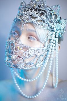 Crown Helmet, Handmade Crown, Fantasy Queen, Creative Videos, Fantasy Gowns, Masks Masquerade, Snow Queen