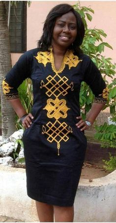 Authentic African clothing for women. Do you love wearing fashionable African outfits made of high quality fabrics with top notch tailoring? If yes, kindly place your orders for this Women clothing. We do for individuals, groups, couples and even families and cater to both males and females. All outfits are made to order for exact fit per customer wishes. This particular outfit comes in black with Gold embroidery which makes it the perfect outfit for your event. The design is available in severa Dashiki Fashion, Dashiki Dress, African Prom Dresses, Afrikaanse Mode, African Maxi Dresses, Dress African, Queen Dress, African Print Dress, African Print Fashion Dresses