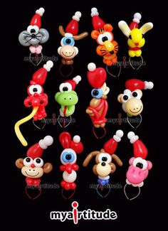 many different types of monkey and monkey balloons on a black background with the words my attitude written