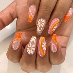 Nails Y2k, Floral Nail Designs, Aesthetic Nails, Floral Nails