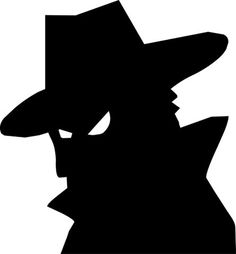 the silhouette of an evil man wearing a hat