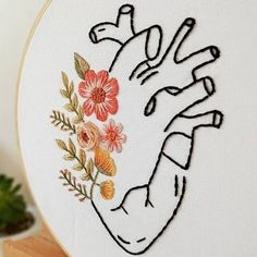 a close up of a embroidery on a hoop