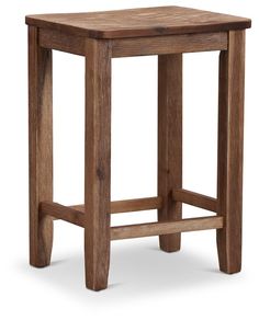 a small wooden stool with one leg up