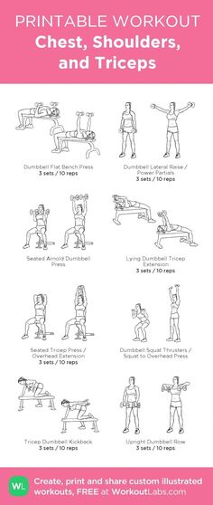 the printable workout chart shows how to do exercises for your body, and how to use