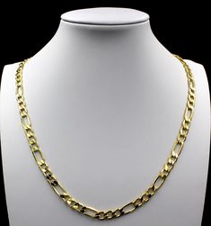 "Product Description: Brand New 10K Solid Yellow Gold 6.5mm Men's Women's Figaro Link Chain Necklace Bracelet 18\"-26\" Stamp & Certified: 10K Real Solid Yellow Gold Figaro Chains Chain Style: Figaro Link Chain Necklace Material: 10K Genuine Gold Chain Width: 6.5MM Metal Stamp: 10K Country of Manufacture: Italy Available Size: 16\"-18\"-20\"-22\"-24\"-26\"-28\"-30\" These Chains are 100% Authentic 10K Gold \"Not Plated or Filled\" This is a Beautiful Genuine 10K Solid Gold Figaro Chain and Will look Great on Men & Women. While each gold chain looks amazing worn alone, thicknesses 2mm-3.5mm are an excellent fit for almost any pendant. We suggest Necklace lengths 16\"-20\" for chains to go with Ladies Pendants, 18\" being most commonly sold. Also, We suggest Necklace lengths 16\"-20\" for Bo Luxury Figaro Chain Necklace For Anniversary, Figaro Chain Necklace With Oval Links For Anniversary, Yellow Gold Figaro Chain Necklace Gift, Yellow Gold Figaro Chain Necklace, 14k Yellow Gold Figaro Chain Necklace, Gold-tone Figaro Chain Link Jewelry, 14k Gold-filled Figaro Chain Necklace, Real Gold Chains, Gold Diamond Jewelry