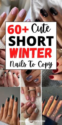 Cute Short Winter Nails, January Nail Colors, Nails January, Nail Polish Colors Winter, Winter Nails Gel, Hard Gel Nails