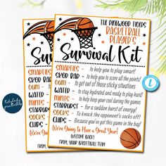 EDITABLE Basketball Survival Kit Printable, Basketball Player Gift, Team Kids School Sports, Basketball Snack Treat Tags, Team Idea TEMPLATE Basketball Spirit Ideas, Basketball Survival Kit Ideas, Basketball Team Snack Ideas, End Of Season Basketball Gifts Kids, Basketball Snacks For Team, Coach Survival Kit, Senior Gift Ideas High School Sports, Basketball Gifts For Players