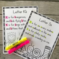 two letter k worksheets with markers on them