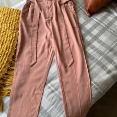 Nwt H&M Pink Pants With Belt. Soft Fabric Never Worn With Tag. Size 8. Measurements: Waist: 30” Inseam: 25.5” Length: 39” Pink High-waisted Pants With Belt Loops, Pink Workwear Pants With Belt Loops, Pink Bottoms With Belt Loops For Work, H&m High Waist Bottoms For Fall, Chic Fall Pants By H&m, Chic H&m Pants For Fall, Pink Tapered Leg Bottoms For Fall, H&m Wide Leg Bottoms For Workwear, H&m High-waisted Workwear Bottoms