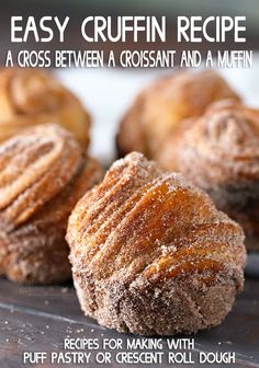 the cover of an easy recipe for cross between a croissant and a muffin