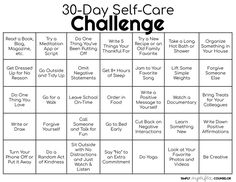 Self Care Monthly Challenge, Staff Wellness Challenges, Wellness Challenge Ideas Workplace, Mindfulness For Teachers, School Wellness, Compassion Fatigue, Self Care Challenge