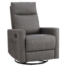 the reclining chair is upholstered and ready to be used in any room