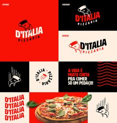 several different logos for pizza and pizzerias