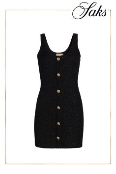 Designed with a metallic finish, this sleeveless tweed wool-blend minidress from MICHAEL Michael Kors features a sheath silhouette, scoopneck, and button-front closure. Scoopneck and scoopback Sleeveless Button-front closure 88% polyester/12% wool Lining: 100% polyester Dry clean Imported SIZE  FIT About 33.75 from shoulder to hem Model measurements: 5'10 tall Model is wearing a US size 4 Tall Model, Model Measurements, Apparel Accessories, Wool Blend, Scoop Neck, Dress Outfits, Michael Kors, Size 4, Dry Clean