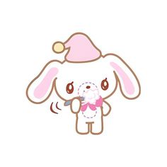 a cartoon bunny with a pink hat on