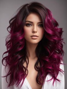 Dazzling Christmas Hair Color Ideas For Brunettes In 2023 Hair Color For Light Skin Tone, Purple Long Hair, Wine Hair, Cute Hair Colors, Creative Hair Color, Pretty Hair Color, Colour Ideas