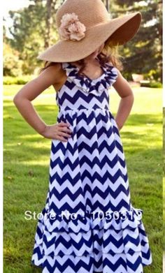 .. Navy Blue Chevron Maxi! sold by Elana's Closet. Shop more products from Elana's Closet on Storenvy, the home of independent small businesses all over the world. Sundress Boho, Baby Mode, Long Sundress, Girls Blue Dress, Mia 3, Chevron Dress, Baby Outfits, Fashion Kids