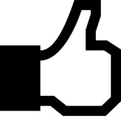 a black and white image of a thumbs up sign with an arrow pointing to the right