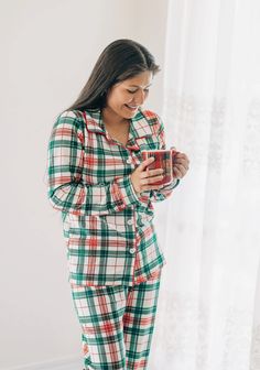 Set the stage early for the night before Christmas and get everyone in the family a set. * 95% polyester 5% spandex * True to size * Wash Delicate; Lay Flat to dry Button Down Pajamas, Pajama Bag, Family Pajama Sets, Family Women, Christmas Plaid, Flannel Pajamas, Family Pajamas, Pajama Shirt, Plaid Christmas