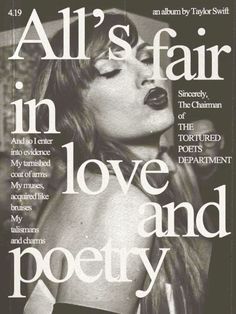 the cover of all's fair in love and poetry, with an image of a woman