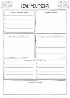 the love yourself worksheet