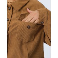 This lightweight cropped flannel shacket jacket is fit for many occasions: casual, shopping, dating, and travelling. Made of corduroy material, this lightweight shacket is perfect for layering over any outfit and is available in plus sizes to flatter all body types. This shacket is the perfect combination of a shirt and jacket, featuring a button-down design and cropped length that's both stylish and comfortable. Long Sleeve Corduroy Shacket With Corduroy Collar, Long Sleeve Corduroy Shacket With Buttons, Long Sleeve Corduroy Shacket With Pockets, Trendy Long Sleeve Shacket With Corduroy Collar, Winter Corduroy Button-up Shacket, Casual Long Sleeve Corduroy Shacket, Casual Corduroy Long Sleeve Shacket, Oversized Corduroy Button-up Shacket, Corduroy Long Sleeve Shacket For Fall