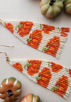 Fall Pumpkin Beaded Earrings. - Etsy Pumpkin Bead, Pumpkin Earrings, Earrings Etsy, Fall Pumpkins, Beaded Earrings, Jewelry Earrings Dangle, Dangle Drop Earrings, Dangle Earrings, Accessory Gift