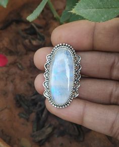 Moonstone ring, Long stone ring, Handcrafted ring, Long ring, Natural gemstone ring, Rainbow power stone ring, 100% handmade ring, Silver ring, gemstone jewelry, Rear stone ring, Artisan work, Blue stone ring, gift for your friend, family and relatives, long stone jewelry Note: we customized your ring as per your design.. with 925 sterling silver and natural gemstone you want... Note nickle free silver Ring Pure 925 sterling silver and natural gemstone is used ( color of natural gemstone will va Unique White Moonstone Gemstone Ring, Handmade White Moonstone Crystal Ring, White Moonstone Ring With Stone Setting, Spiritual White Moonstone Ring With Stone Setting, White Moonstone Ring, Boho Statement Ring, Rainbow Moonstone Jewelry, Fire Stone, Big Stone Ring