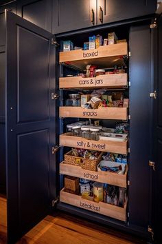 the pantry is stocked with lots of food