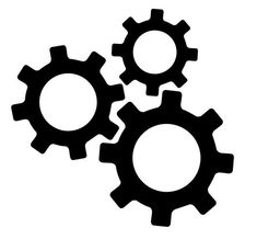 two gears are shown in black against a white background the gear is facing opposite directions