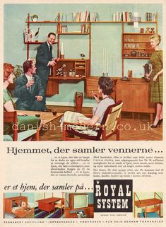 an old advertisement for royal system with people in the living room and on the kitchen