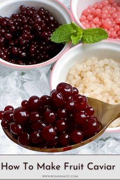 three bowls filled with different types of fruit