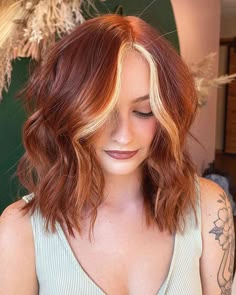 Pumpkin Spice Hair is Trending for Fall 2023: Here Are 25 Gorgeous Examples Money Piece Hair Orange, Fall Redhead Hair, Pumpkin Hazel Hair, Dark Red And Blonde Hair, Fall 2023 Hair Color Trends Blonde, Pumpkin Hair Color, Ginger Spice Hair, Orange Copper Hair, Fall Red Hair Color