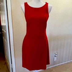 Ready For Date Night? This Dress Is Gorgeous! Has Just The Right About Of Stretch In The Bottom Part And The Cross Straps On The Back Are Such A Sexy Detail! Never Worn Because I Ordered One And My Husband Bought The Other. Red Sleeveless Mini Dress, Dresses Red, Red Mini Dress, Express Dresses, Cross Straps, The Cross, My Husband, Red Dress, Date Night