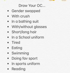 an image of a list with the words draw your oc and other things to do