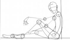 a drawing of a person sitting on the ground