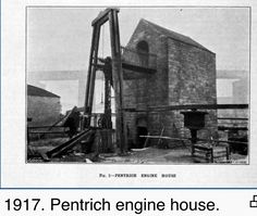 an old black and white photo of a pentrich engine house