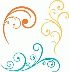 two swirls are shown in different colors on a white background, one is orange and the other is blue