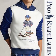 On This Cotton-Blend Hoodie, The World's Best-Dressed Bear Hits The Slopes In Traditional Ralph Lauren Style. * 84% Cotton, 16% Polyester (Exclusive Of Trim). * Machine Washable. * Hood. * Long Sleeves With Ribbed Cuffs. * Polo Bear, "Polo Bear By Ralph Lauren," And "Ralph Lauren" Script Printed At The Center Front. * Ribbed Hem. Size: L(Big Boy), Chest: 40” Length: 24.5” Size: Xl(Big Boy), Chest: 43” Length: 26.5” Brand New With Tag White Hooded Hoodie For Winter Sports, Casual White Sweatshirt For Winter Sports, White Hoodie For Winter Sports, White Long Sleeve Sweatshirt For Winter Sports, White Fleece-lined Hoodie, White Casual Sweatshirt With Fleece Lining, Casual White Sweatshirt With Fleece Lining, White Sporty Hoodie With Fleece Lining, Sporty White Hoodie With Fleece Lining