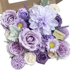 PRICES MAY VARY. Silk Flowers, Foam Flowers 👰【Purple Roses Artificial Flowers Set】A combo pack of different types of flowers and colors as a theme. Handmade silk roses artificial flowers bulk to create wedding bouquet, bridal shower decorations, wedding centerpieces for tables, artificial flowers for wedding decorations, silk flowers for home decor indoor, baby shower decor. 💎【Roses Artificial Flowers Size & Quantity】A total of 19 fake flowers and 6 accessories, including mixed silk and foam r Purple Bridal Shower, Purple Bouquets, Boda Diy, Lilla Rose, Wrist Flowers, Baby Shower Purple, Wedding Shower Decorations, Bridal Shower Centerpieces, Artificial Bouquet