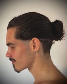 Undercut Man Bun for Long Hair Man Bun Haircut Undercut, Men’s Undercut Ponytail, Undercut Bun Mens, Long Hairstyles For Men Undercut, Man Undercut Hairstyle, Man Bun Fade Undercut Hairstyles, Man Hairstyle Long Hair, Mens Hairstyles Undercut Long