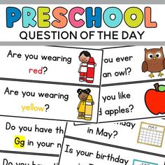 an image of preschool question cards