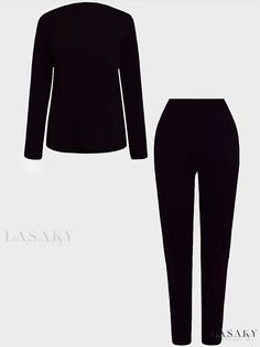 Lasaky - Stylish Coordinated Ensemble: Casual Comfort Two-piece Set featuring Letter & Skull Print T-shirt paired with Solid Leggings, Ideal for Womens Fashion Wardrobe Plus Size Halloween, Solid Leggings, Plus Size Casual, Outfit Set, Sleeves Pattern, Two Piece Set, Crew Neck Tee, Outfits With Leggings, Letter Print