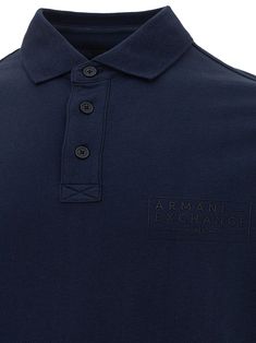 Polo Blue in cotone Armani Exchange. Chiusura frontale con bottoni, colletto piccolo a camicia, maniche corte, logo tono su tono stampato sul lato, vestibilità regular. Composizione: 100% Cotone Blue Polo Shirts, Polo Blue, Blue Polo, Armani Exchange, Shirt Collar, Haiti, Laos, Ghana, Brunei