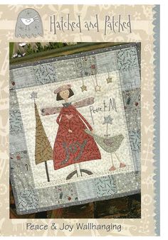 an image of a quilted book cover with a woman in red dress and bird on it