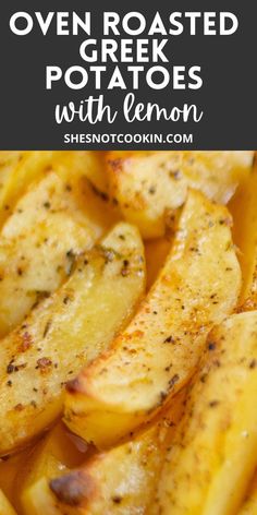 Close up image of lemon roasted Greek potatoes. Homemade Baked Beans, Recipes Side Dishes